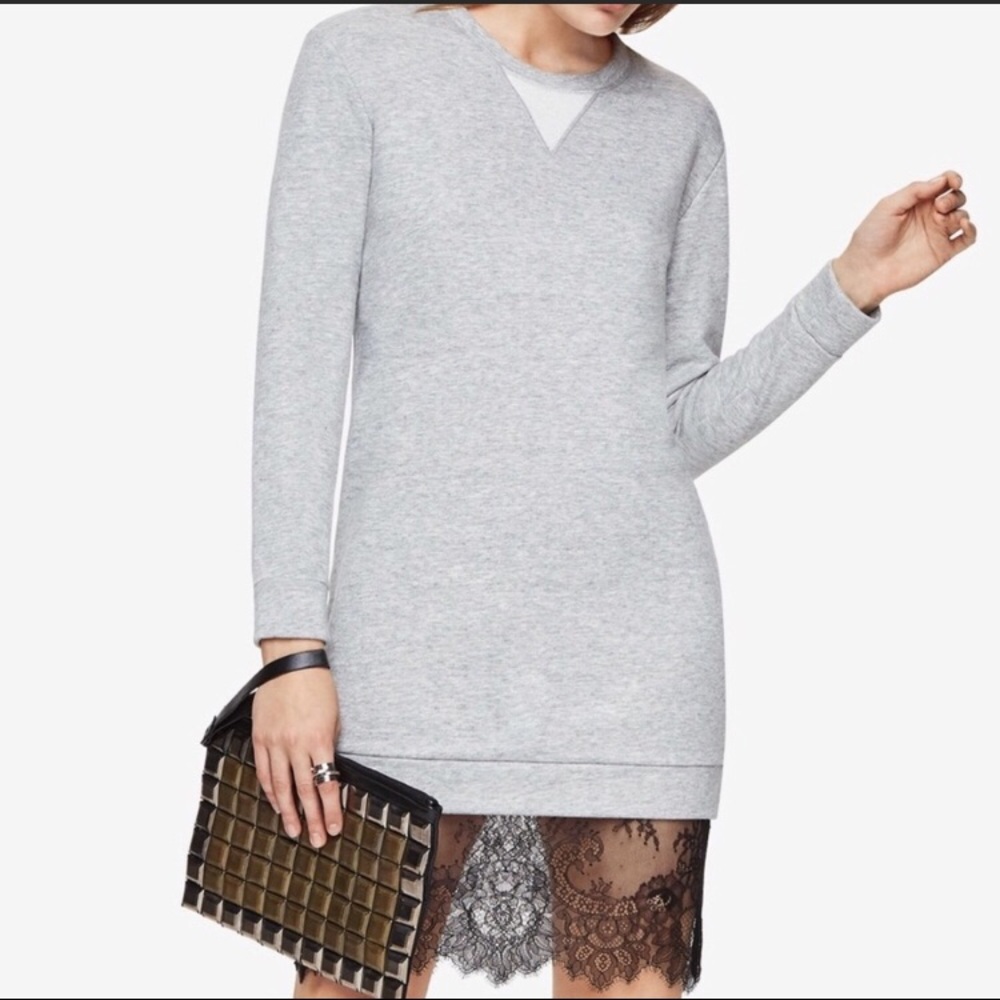 BCBGMAXAZRIA Sweatshirt Dress Lace Hem